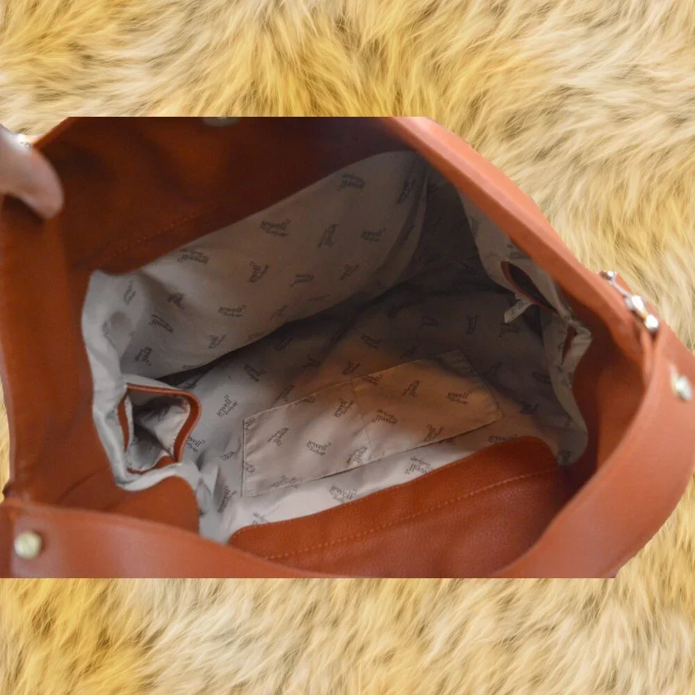 Jewell by Thirty-One Fashion Games Cognac Woods Pebble Purse Hobo Shoulder Bag